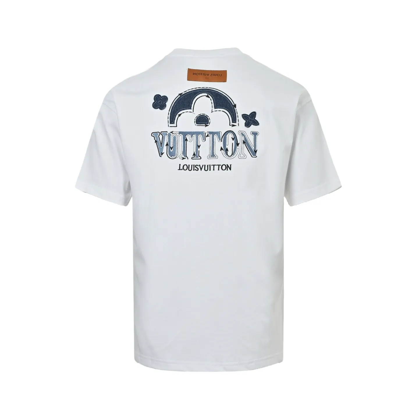 Louis Vuitton/Louis Vuitton 26ss denim patch presbyopic letter embroidered short sleeves